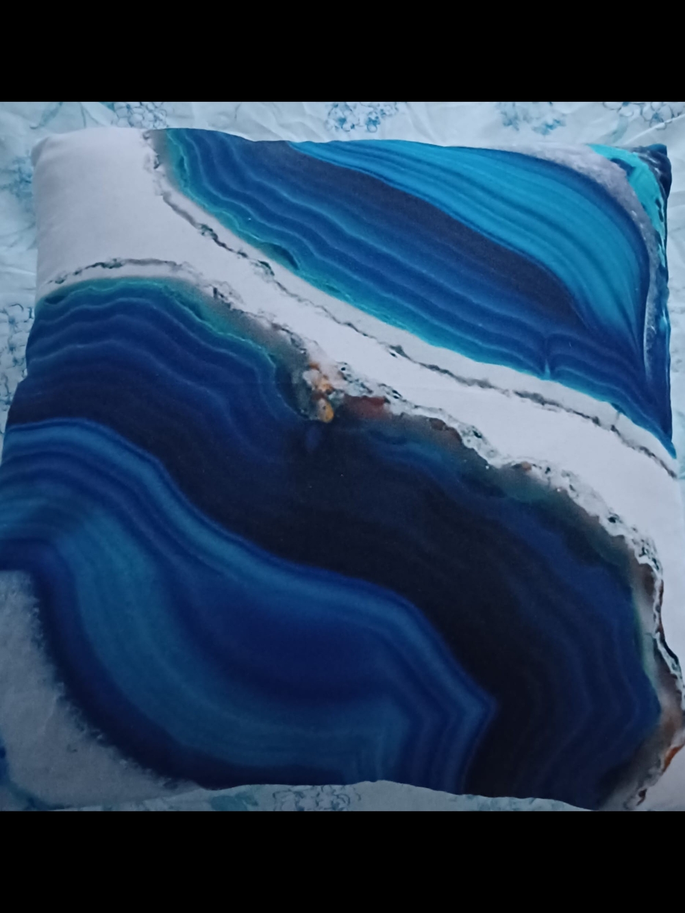 Blue Agate Print Decorative Pillow Cover Pair